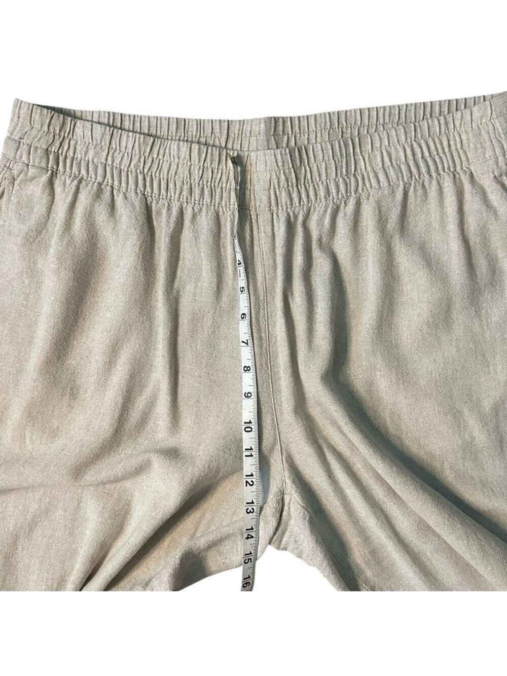 Old Navy High Rise Linen Blend Wide Leg Casual Comfort Waistband Pant Tan Sz XL - Picture 5 of 8
